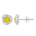 Solitaire Yellow Sapphire Swirl Stud Earrings Yellow Sapphire - ( AAA ) - Quality - Rosec Jewels