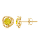 Solitaire Yellow Sapphire Swirl Stud Earrings Yellow Sapphire - ( AAA ) - Quality - Rosec Jewels