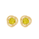 Solitaire Yellow Sapphire Swirl Stud Earrings Yellow Sapphire - ( AAA ) - Quality - Rosec Jewels