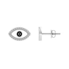 Enamel Evil Eye Gold Stud Earrings with Milgrains - Rosec Jewels