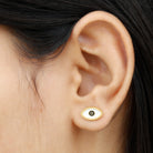 Enamel Evil Eye Gold Stud Earrings with Milgrains - Rosec Jewels