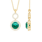 Certified Lab Grown Emerald Dangle Drop Pendant Necklace With Moissanite Lab Created Emerald - ( AAAA ) - Quality - Rosec Jewels