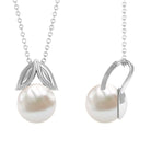 Rosec Jewels-Freshwater Pearl Solitaire Pendant with Leaf