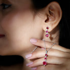 Lab Created Ruby Heart and Zircon Dangle Jewelry Set Zircon - ( AAAA ) - Quality - Rosec Jewels