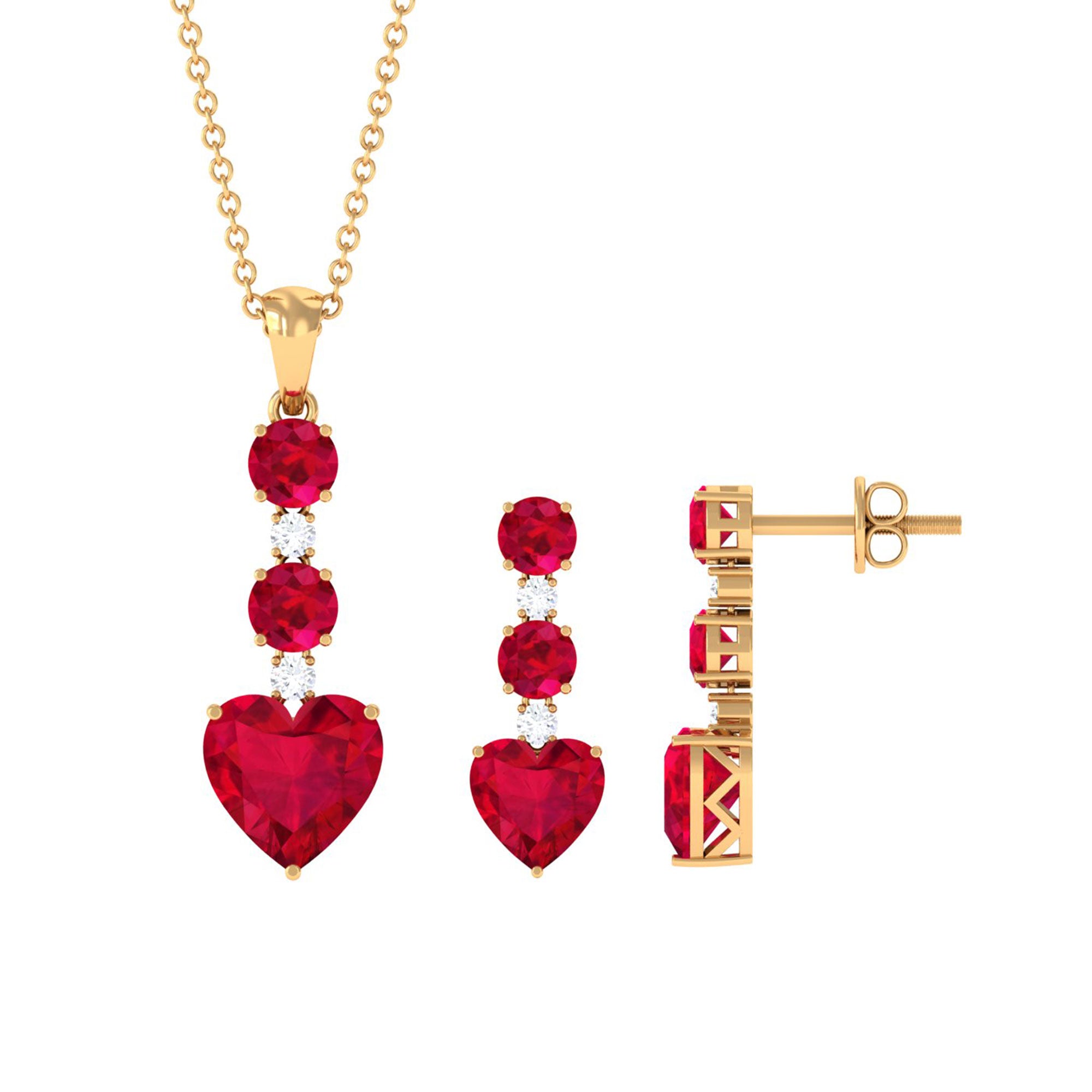 Rosec Jewels-Lab Created Ruby Heart and Zircon Dangle Jewelry Set