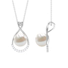 Freshwater Pearl and Diamond Pendant Necklace Freshwater Pearl - ( AAA ) - Quality - Rosec Jewels