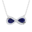 Lab Created Blue Sapphire Infinity 2 Stone Necklace With Diamond Accent Lab Created Blue Sapphire - ( AAAA ) - Quality - Rosec Jewels