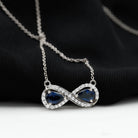 Lab Created Blue Sapphire Infinity 2 Stone Necklace With Diamond Accent Lab Created Blue Sapphire - ( AAAA ) - Quality - Rosec Jewels