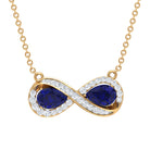 Lab Created Blue Sapphire Infinity 2 Stone Necklace With Diamond Accent Lab Created Blue Sapphire - ( AAAA ) - Quality - Rosec Jewels