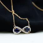 Lab Created Blue Sapphire Infinity 2 Stone Necklace With Diamond Accent Lab Created Blue Sapphire - ( AAAA ) - Quality - Rosec Jewels