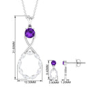 1.25 CT Amethyst and Diamond Infinity Pendant and Earrings Set Amethyst - ( AAA ) - Quality - Rosec Jewels