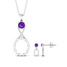 1.25 CT Amethyst and Diamond Infinity Pendant and Earrings Set Amethyst - ( AAA ) - Quality - Rosec Jewels