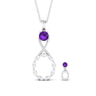 1.25 CT Amethyst and Diamond Infinity Pendant and Earrings Set Amethyst - ( AAA ) - Quality - Rosec Jewels