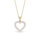 Round Cubic Zirconia Open Heart Pendant Zircon - ( AAAA ) - Quality - Rosec Jewels