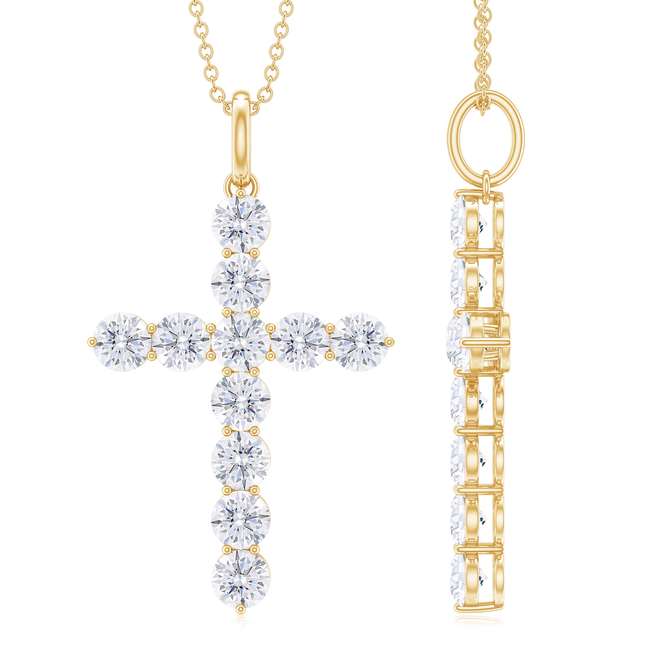 Certified Zircon Simple Cross Pendant Necklace Zircon - ( AAAA ) - Quality - Rosec Jewels