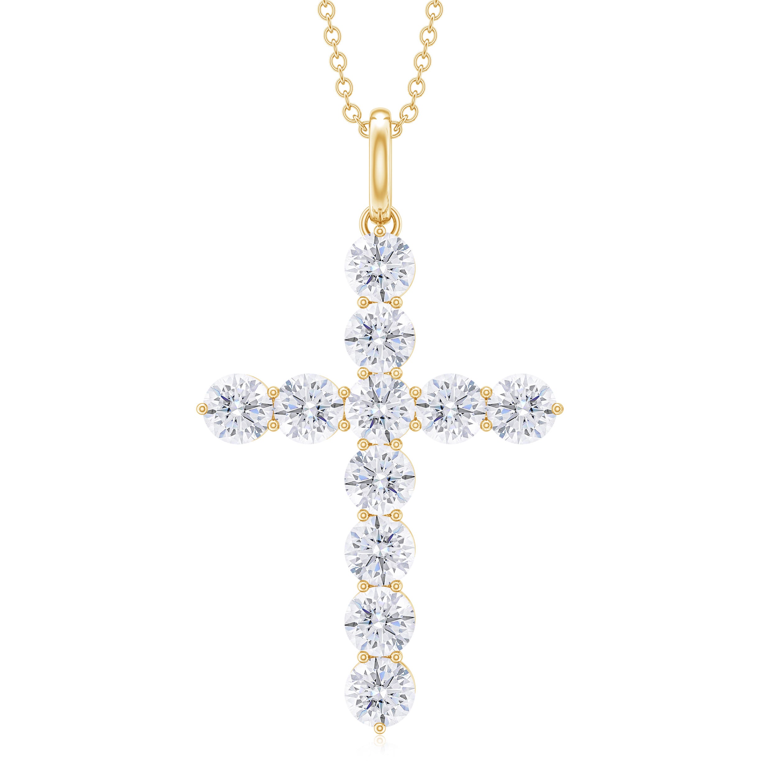 Certified Zircon Simple Cross Pendant Necklace Zircon - ( AAAA ) - Quality - Rosec Jewels