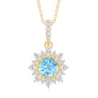 1.50 CT Natural Aquamarine Pendant with Diamond Halo Aquamarine - ( AAA ) - Quality - Rosec Jewels