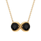 Round Black Spinel Two Stone Infinity Necklace Black Spinel - ( AAA ) - Quality - Rosec Jewels