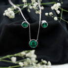 Certified Created Emerald Solitaire Jewelry Set in Bezel Setting Lab Created Emerald - ( AAAA ) - Quality - Rosec Jewels