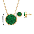 Certified Created Emerald Solitaire Jewelry Set in Bezel Setting Lab Created Emerald - ( AAAA ) - Quality - Rosec Jewels