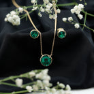 Certified Created Emerald Solitaire Jewelry Set in Bezel Setting Lab Created Emerald - ( AAAA ) - Quality - Rosec Jewels