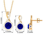 Lab Grown Blue Sapphire Infinity Jewelry Set with Zircon Lab Created Blue Sapphire - ( AAAA ) - Quality - Rosec Jewels