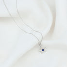 Created Blue Sapphire Star Pendant Necklace Lab Created Blue Sapphire - ( AAAA ) - Quality - Rosec Jewels