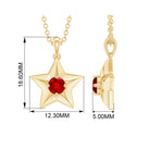 1/4 CT Lab Created Ruby and Gold Star Pendant Necklace Lab Created Ruby - ( AAAA ) - Quality - Rosec Jewels