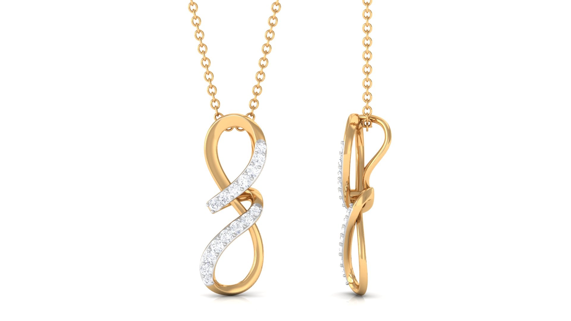 Two Tone Diamond Infinity Twisted Pendant Diamond - ( HI-SI ) - Color and Clarity - Rosec Jewels