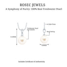 8 MM Round Freshwater Pearl Simple Solitaire Pendant Freshwater Pearl - ( AAA ) - Quality - Rosec Jewels