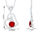 Lab Created Ruby Love Heart Drop Pendant Necklace With Diamond Accent Lab Created Ruby - ( AAAA ) - Quality - Rosec Jewels