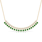 1.25 CT Created Emerald Curved Bar Pendant Necklace with Zircon Lab Created Emerald - ( AAAA ) - Quality - Rosec Jewels