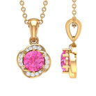 3/4 CT Pink Sapphire and Diamond Minimal Floral Pendant Pink Sapphire - ( AAA ) - Quality - Rosec Jewels