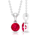 5 MM Round Shape Created Ruby Solitaire Pendant with Bail Lab Created Ruby - ( AAAA ) - Quality - Rosec Jewels