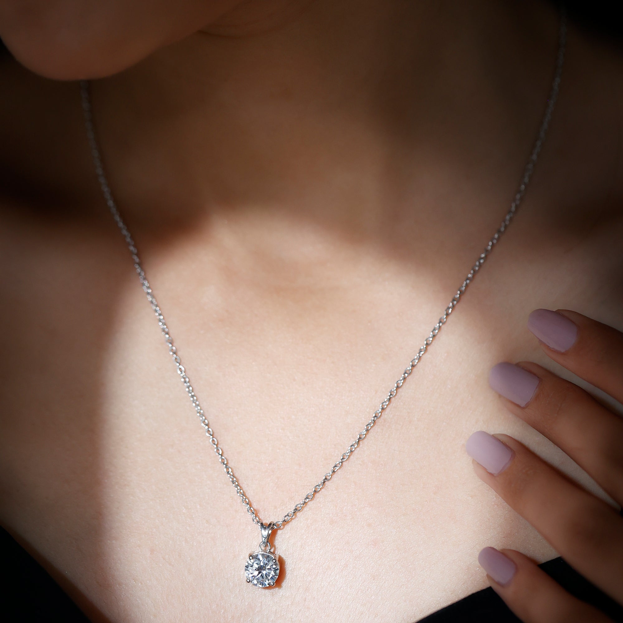 8 MM Certified Moissanite Solitaire Pendant Necklace - Rosec Jewels