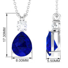 Created Blue Sapphire Teardrop Pendant Necklace Lab Created Blue Sapphire - ( AAAA ) - Quality - Rosec Jewels