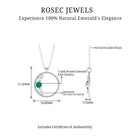 Emerald and Diamond Open Circle Pendant Necklace with Chain Emerald - ( AAA ) - Quality - Rosec Jewels