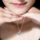 Emerald and Diamond Open Circle Pendant Necklace with Chain Emerald - ( AAA ) - Quality - Rosec Jewels