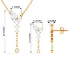 Minimal Moissanite Dangle Necklace and Earrings Set in Gold Moissanite - ( D-VS1 ) - Color and Clarity - Rosec Jewels