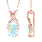 Rosec Jewels-Oval Ethiopian Opal Solitaire Pendant with Moissanite Twisted Bail