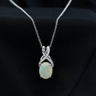 Rosec Jewels-Oval Ethiopian Opal Solitaire Pendant with Moissanite Twisted Bail