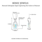 Rosec Jewels-Oval Ethiopian Opal Solitaire Pendant with Moissanite Twisted Bail