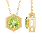 Hexagon Pendant with Solitaire Round Peridot Peridot - ( AAA ) - Quality - Rosec Jewels