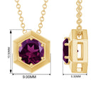 Genuine Rhodolite Solitaire Hexagon Pendant Necklace Rhodolite - ( AAA ) - Quality - Rosec Jewels