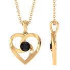 Minimal Black Onyx Gold Heart Necklace For Women Black Onyx - ( AAA ) - Quality - Rosec Jewels