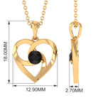 Minimal Black Onyx Gold Heart Necklace For Women Black Onyx - ( AAA ) - Quality - Rosec Jewels