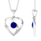 1/4 CT Minimal Heart Necklace with Diffused Sapphire Lab Created Blue Sapphire - ( AAAA ) - Quality - Rosec Jewels