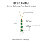 Lab Grown Emerald Dangle Pendant Necklace With Moissanite Halo Lab Created Emerald - ( AAAA ) - Quality - Rosec Jewels