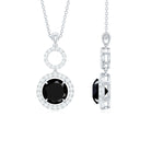 3.25 CT Black Spinel and Diamond Halo Dangle Pendant Black Spinel - ( AAA ) - Quality - Rosec Jewels