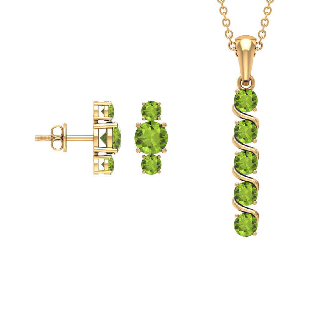 Elegant Peridot Bar Jewelry Set Peridot - ( AAA ) - Quality - Rosec Jewels